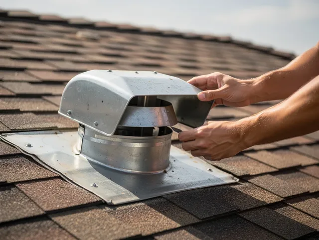 Pooler Dryer Vent Cleaning certified technician safely cleaning a roof-mounted dryer vent in Pooler