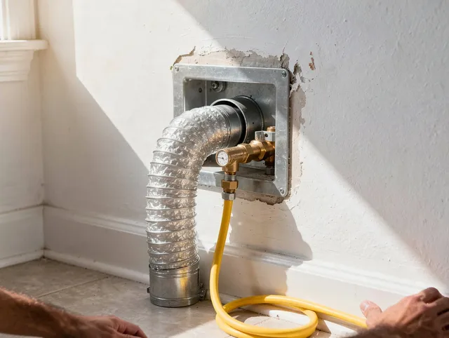 Pooler Dryer Vent Cleaning certified technician performing specialized gas dryer vent cleaning in Pooler